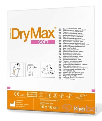 DryMax SOFT  sterilné krytie superabsorpčné, veľkosť 10x10 cm, 1x10 ks
