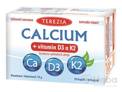 Terezia Calcium + vitamín D3 a K2  30 kapsúl