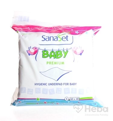 SanaSet Baby Premium Podložka  (60x40 cm) absorpčná hygienická , 1x6 ks