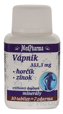 MedPharma Vápnik 333,3 mg + Horčík + Zinok  37 tabliet (30+7 zadarmo)