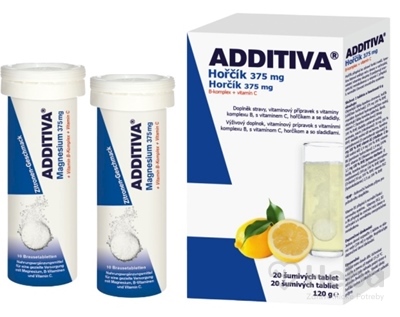 ADDITIVA Horčík 375 mg + B-Komplex + Vitamín C  20 šumivých tabliet