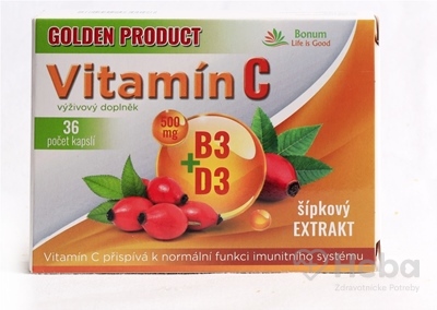 Golden Product Vitamín C 500 mg + B3 + D3 + šípky  36 kapsúl