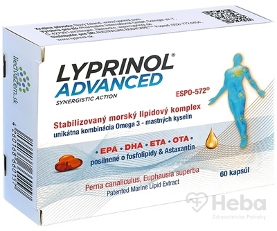 LYPRINOL Advanced Omega 3 (OTA, DHA, ETA, EPA)  cps (á 50 mg Perna Canaliculus,Euphausia superba,Astaxantín) stabilizovaný lipidový extrakt 1x60 ks