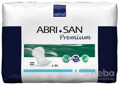 ABENA ABRI SAN Premium 6  vkladacie plienky, priedušné, 30x63 cm, savosť 1600 ml 1x34 ks