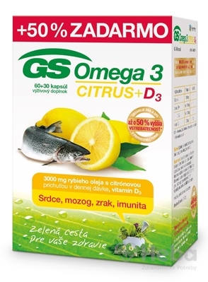 GS Omega 3 CITRUS + D3  cps 60+30 (50% zadarmo) (90 ks)
