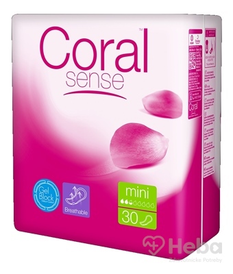 Coral Sense Mini  vložky inkontinenčné, pre ženy, 1x30 ks