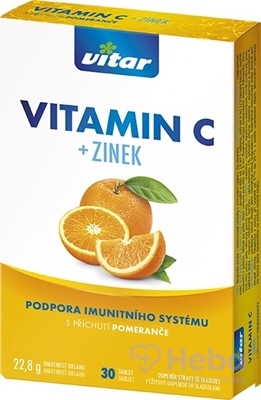 Vitar Vitamín C + Zinok  30 rozpustných tabliet pomaranč