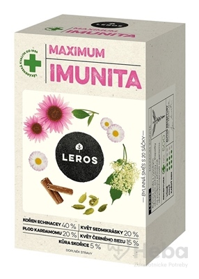 Leros Imunita max Echinacea & Sedmokráska  bylinný čaj, nálevové vrecúška 20x1,2 g (24 g)