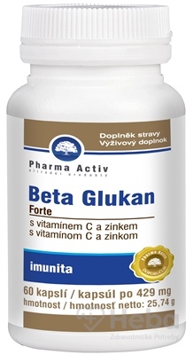 Pharma Activ Beta Glukán Forte s vitamínom C a Zinkom  60 kapsúl