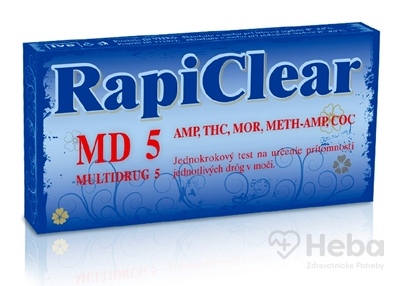 RapiClear MD 5 (MULTIDRUG 5)  IVD, test drogový na samodiagnostiku 1x1 ks