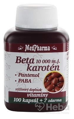 MedPharma Betakarotén 10 000 m.j. s panthenolom a PABA  107 kapsúl (100+7 zadarmo)