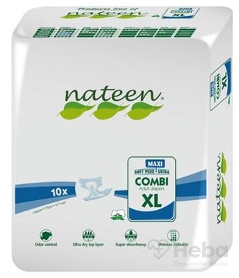 nateen COMBI MAXI XL  plienky inkontinenčné, obvod bokov 130-175 cm, savosť 3900 ml, 1x10 ks
