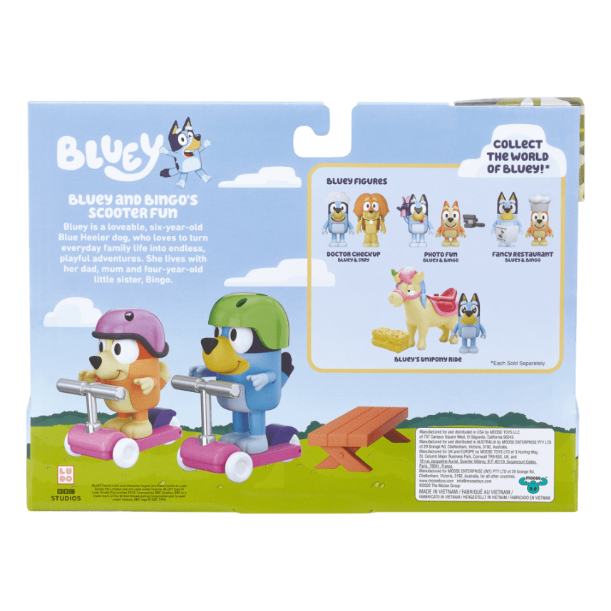 BLUEY Bluey & Bingo Scooter Fun, Zábava na skútri - set figúrok a príslušenstva