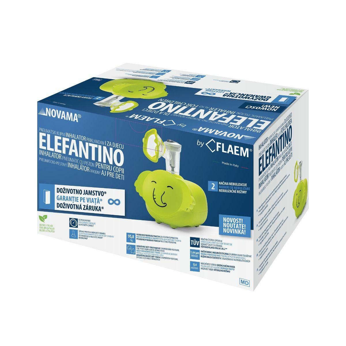 NOVAMA ELEFANTINO Pneumatický piestový inhalátor pre deti aj dospelých
