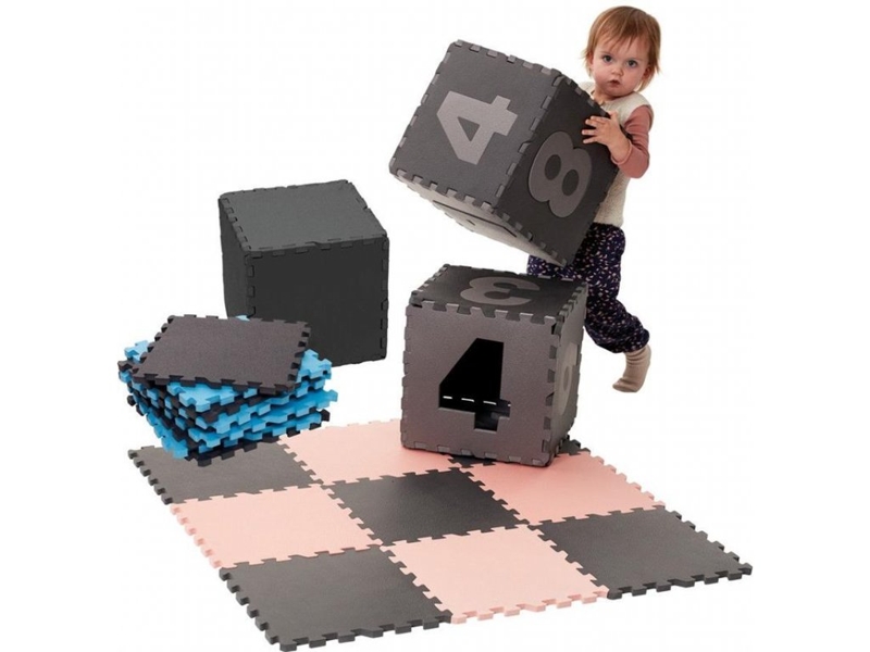 BABYDAN Hracia podložka Puzzle Grey s Číslami 90 x 90 cm