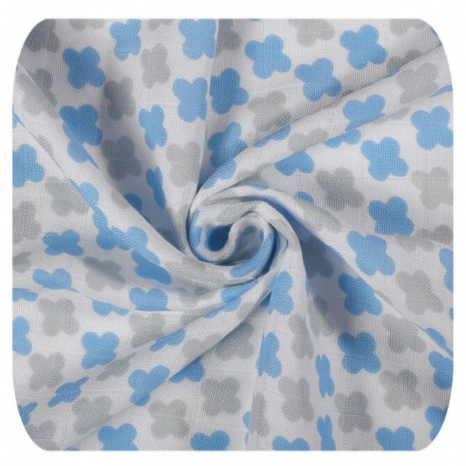 XKKO BMB Bambusová osuška Scandinavian Baby Blue Cross, 90x100,1ks