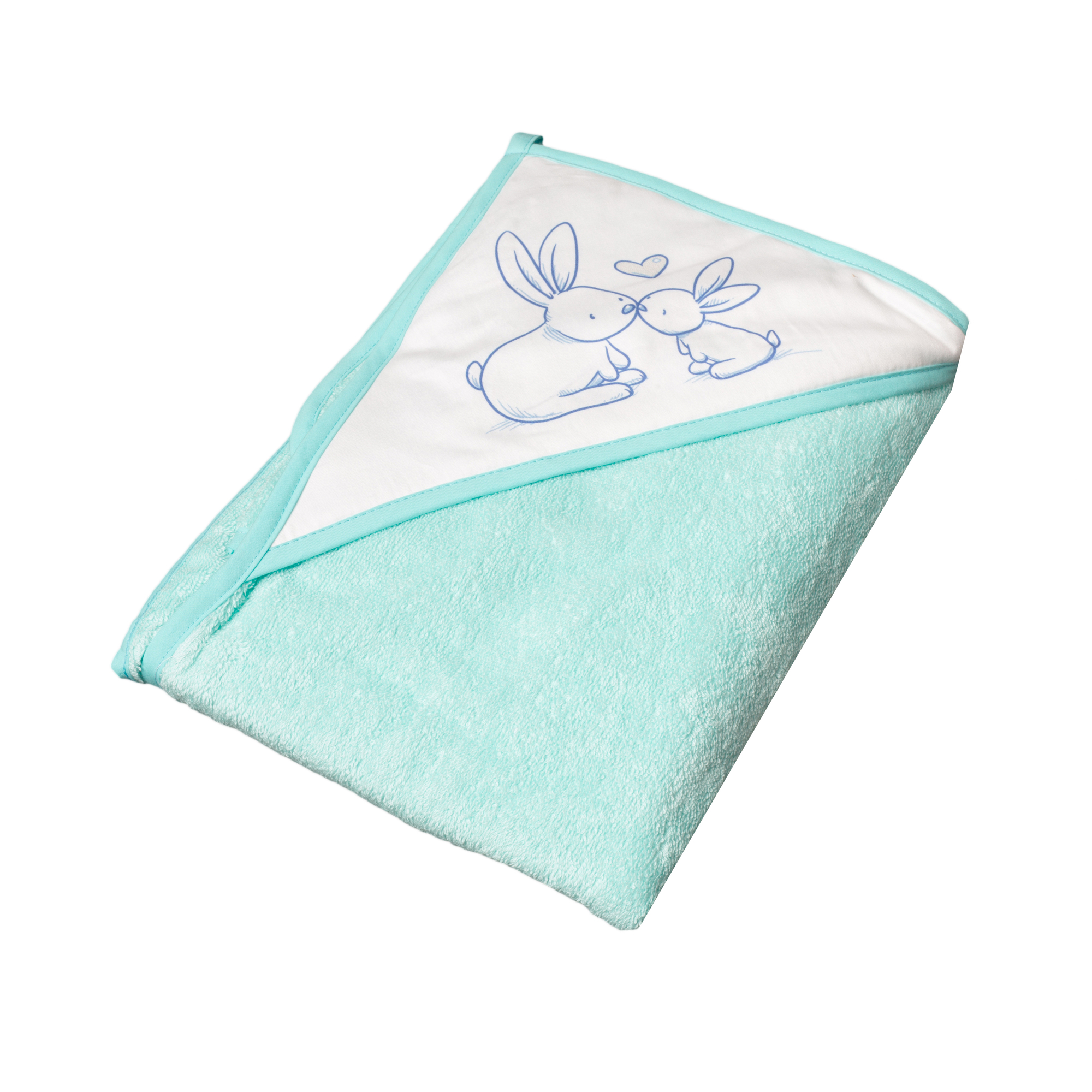 TEGA BABY Detská osuška s kapucňou Zajačik 100x100 - Mint