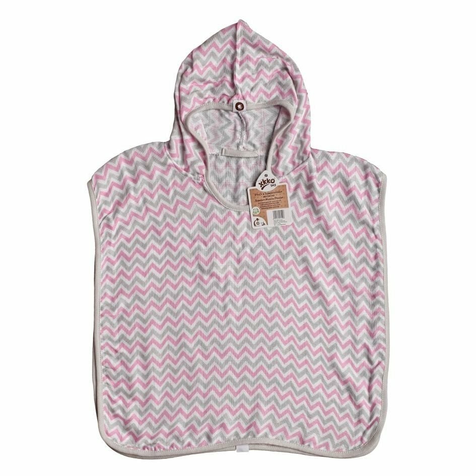 XKKO BMB Scandinavian Chevron Bambusové pončo, baby pink, veľ. 2