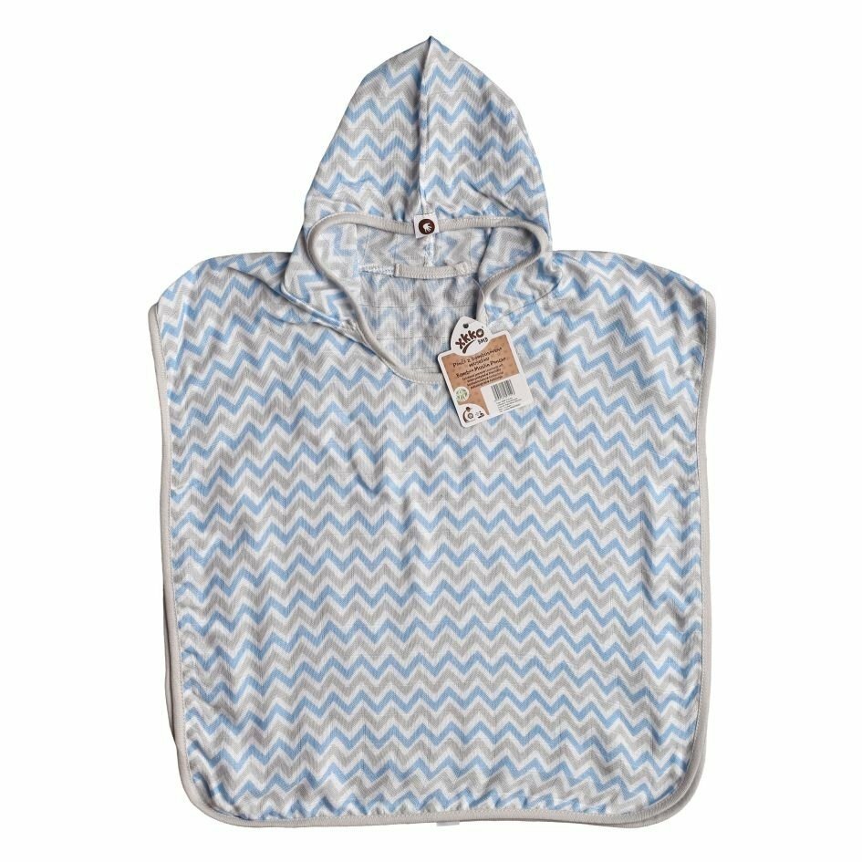 XKKO BMB Scandinavian Chevron Bambusové pončo, baby blue, veľ. 2