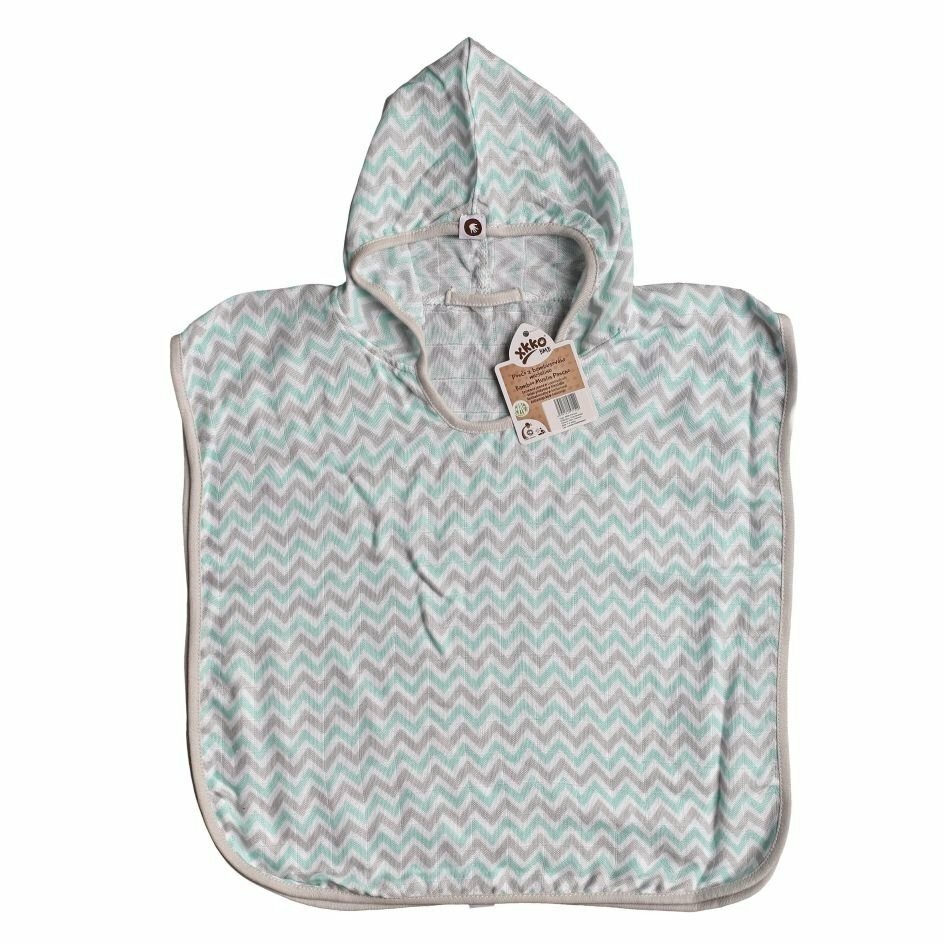 XKKO BMB Scandinavian Chevron Bambusové pončo, mint, veľ. 2