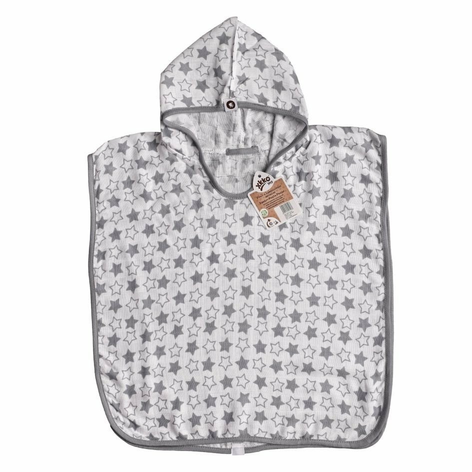 XKKO BMB Little Stars Bambusové pončo, silver, veľ. 1