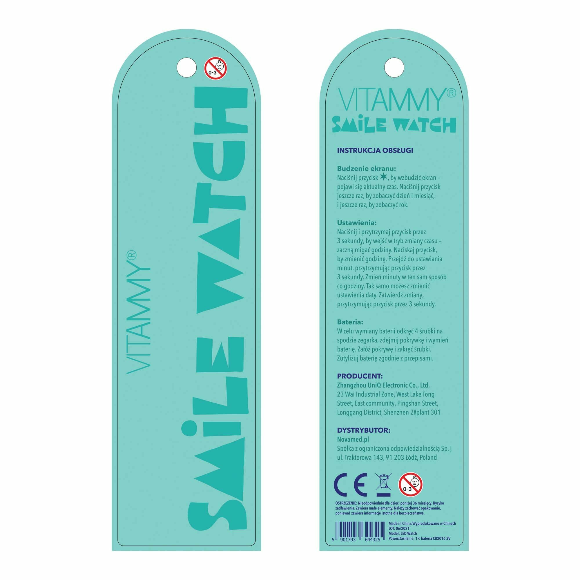 VITAMMY SMILE WATCH Detské silikónové hodinky, tyrkysová