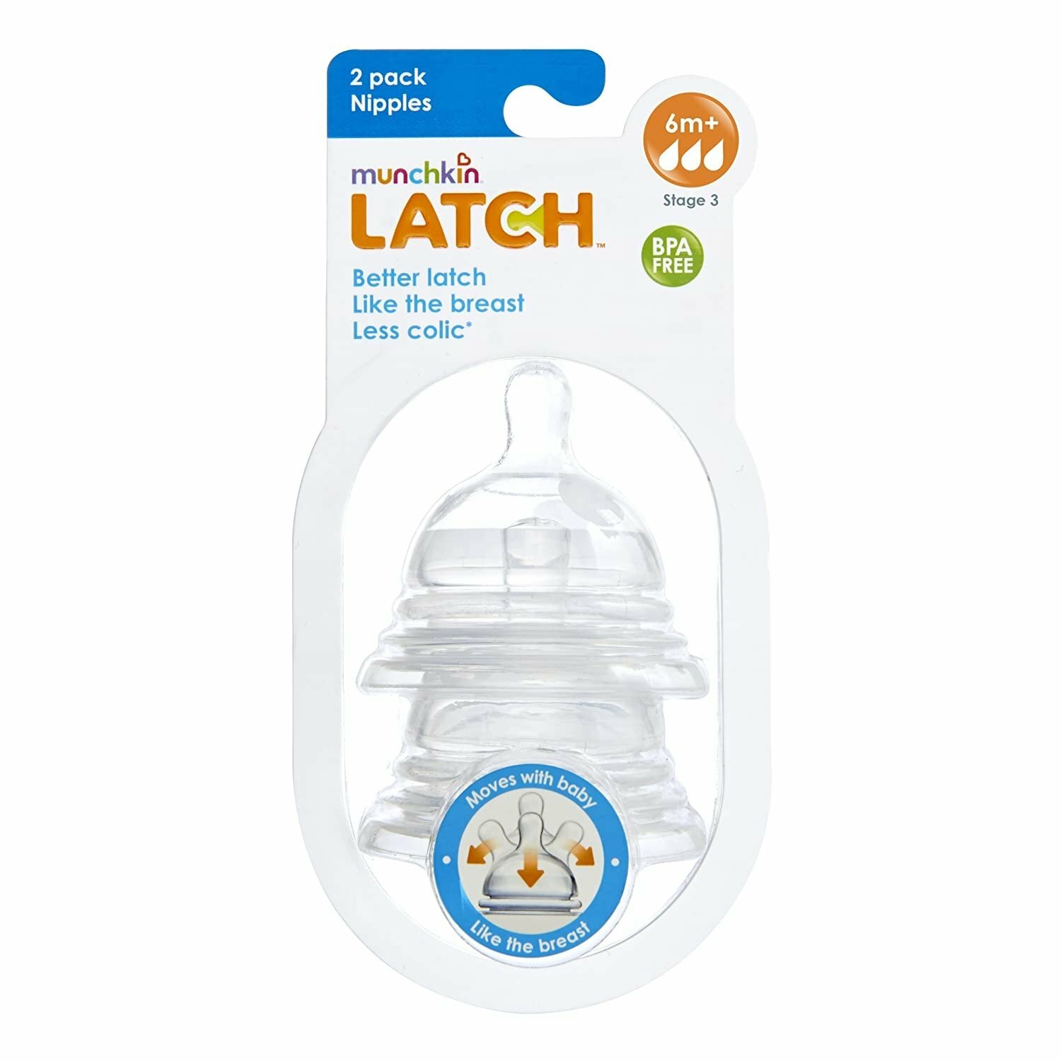 MUNCHKIN LATCH STEP 3,  Set cumlíkov na fľašu, Krok 3, od 6m+, 2ks