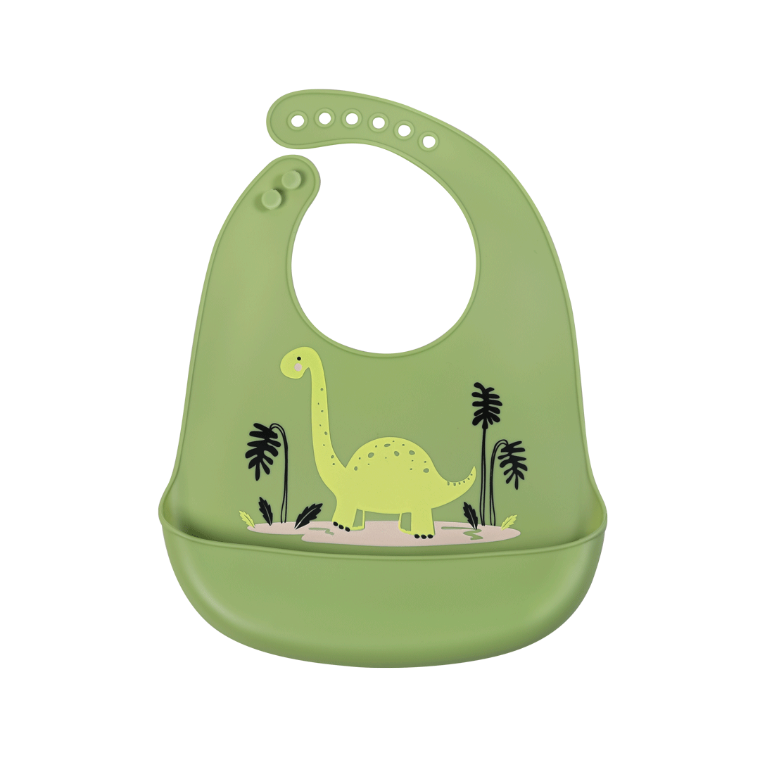 SIMED Silikónový podbradník s vreckom, dinosaur