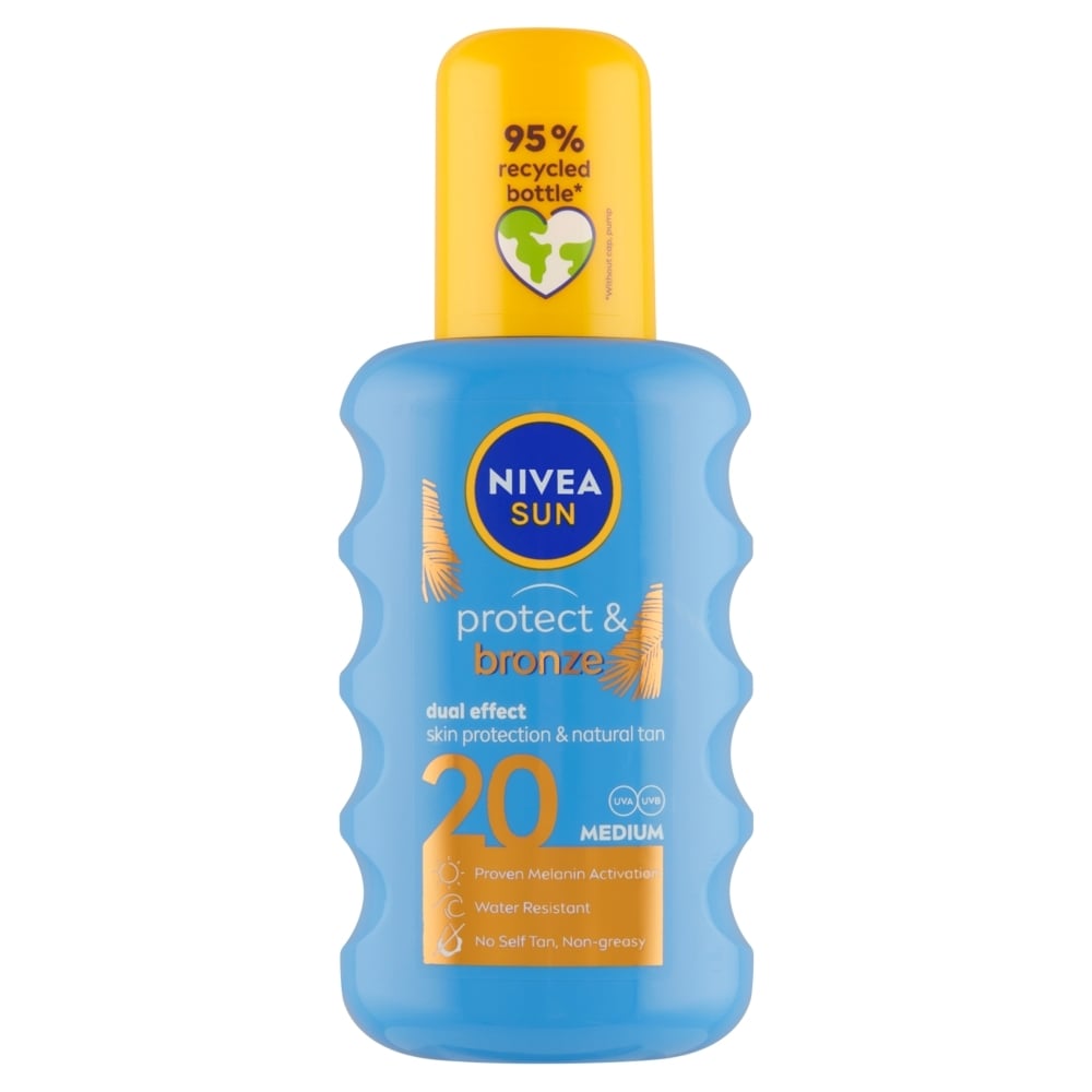 NIVEA Sun Protect & Bronze Sprej na opaľovanie podporujúci zhnednutie OF 20, 200 ml