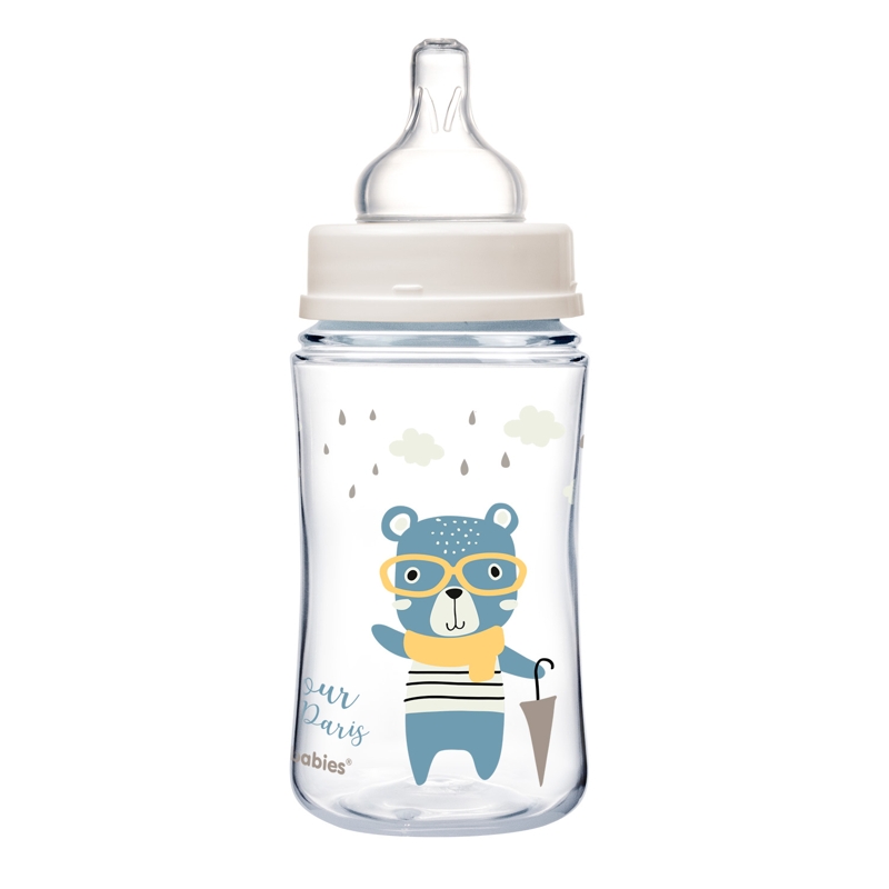 CANPOL BABIES Fľaša so širokým hrdlom Bonjour Paris 240 ml modrá