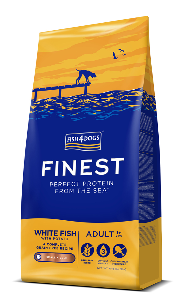 FISH4DOGS Granule malé pre dospelých psov Finest biela ryba so zemakmi 6kg, 1+
