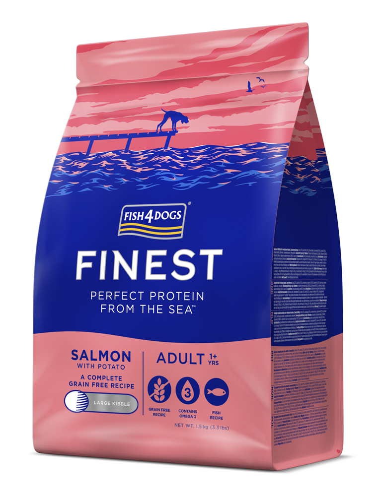 FISH4DOGS Granule malé pre dospelých psov Finest losos so zemiakmi 1,5kg, 1+