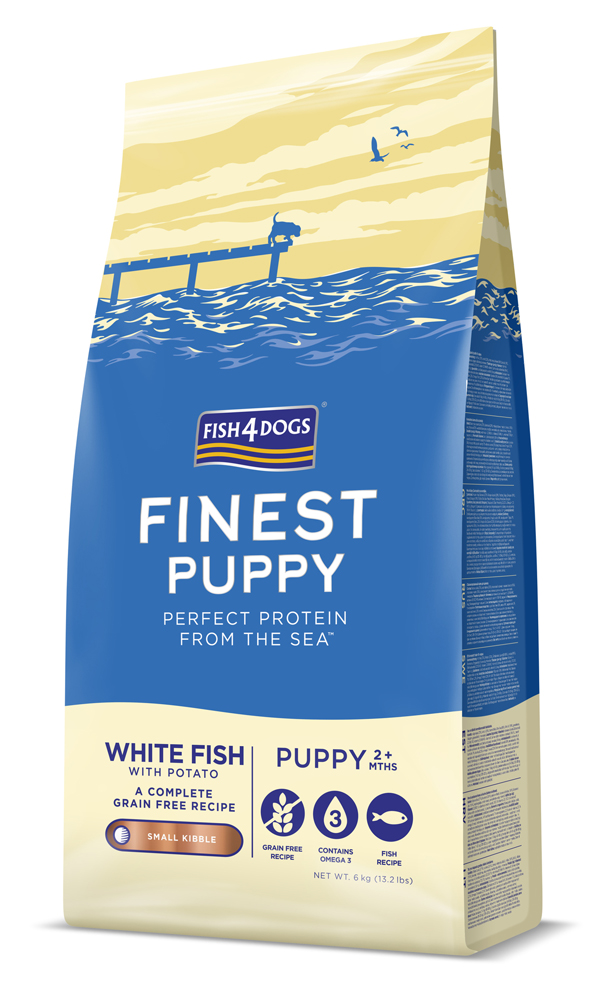 FISH4DOGS Granule malé pre šteniatka Finest biela ryba so zemiakmi 6kg, 2m+