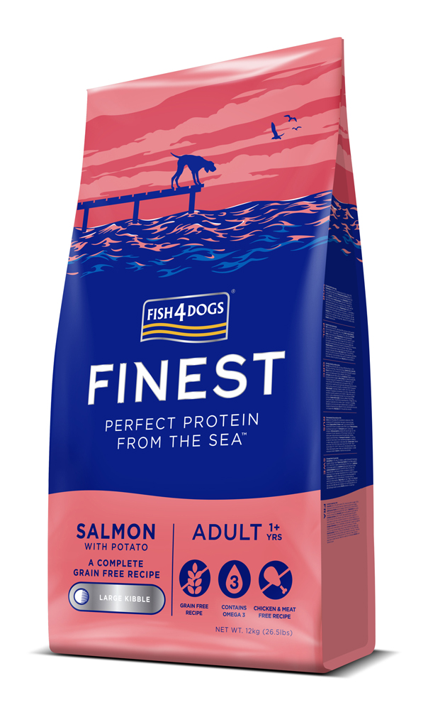 FISH4DOGS Granule veľké pre dospelých psov Finest losos so zemiakmi 12kg, 1+