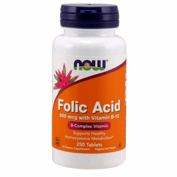 Kyselina listová 800 mcg s Vitamínom B-12 - NOW Foods