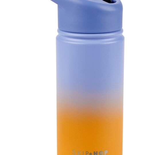 SKIP HOP Fľaša so slamkou nerezová Wander - ombré blue, 450ml