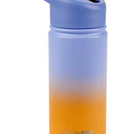 SKIP HOP Fľaša so slamkou nerezová Wander - ombré blue, 450ml