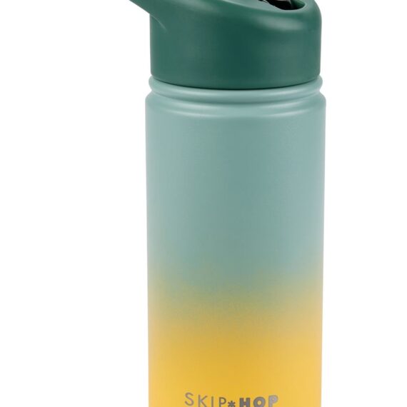 SKIP HOP Fľaša so slamkou nerezová Wander - ombré green, 450ml