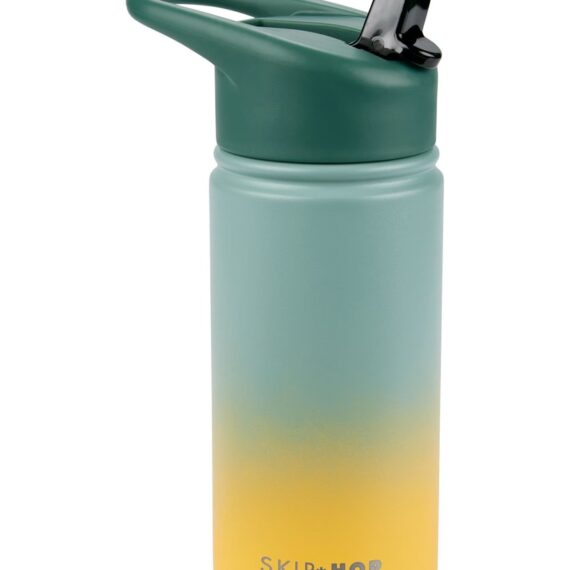 SKIP HOP Fľaša so slamkou nerezová Wander - ombré green, 450ml