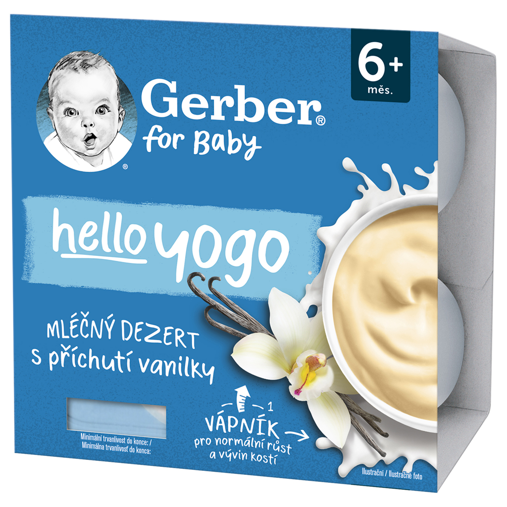 GERBER Dezert mliečny s príchuťou vanilky Hello yogo 4x100 g