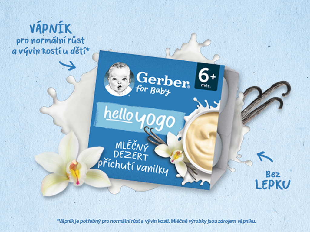 GERBER Dezert mliečny s príchuťou vanilky Hello yogo 4x100 g