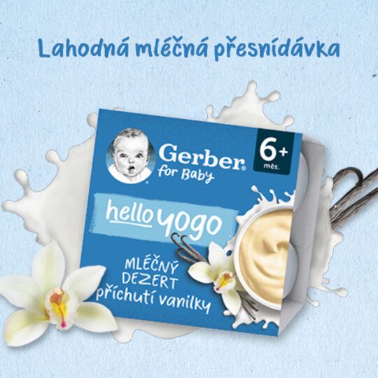 GERBER Dezert mliečny s príchuťou vanilky Hello yogo 4x100 g