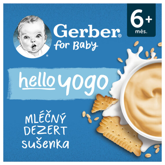 GERBER Dezert mliečny sušienka Hello yogo 4x100 g
