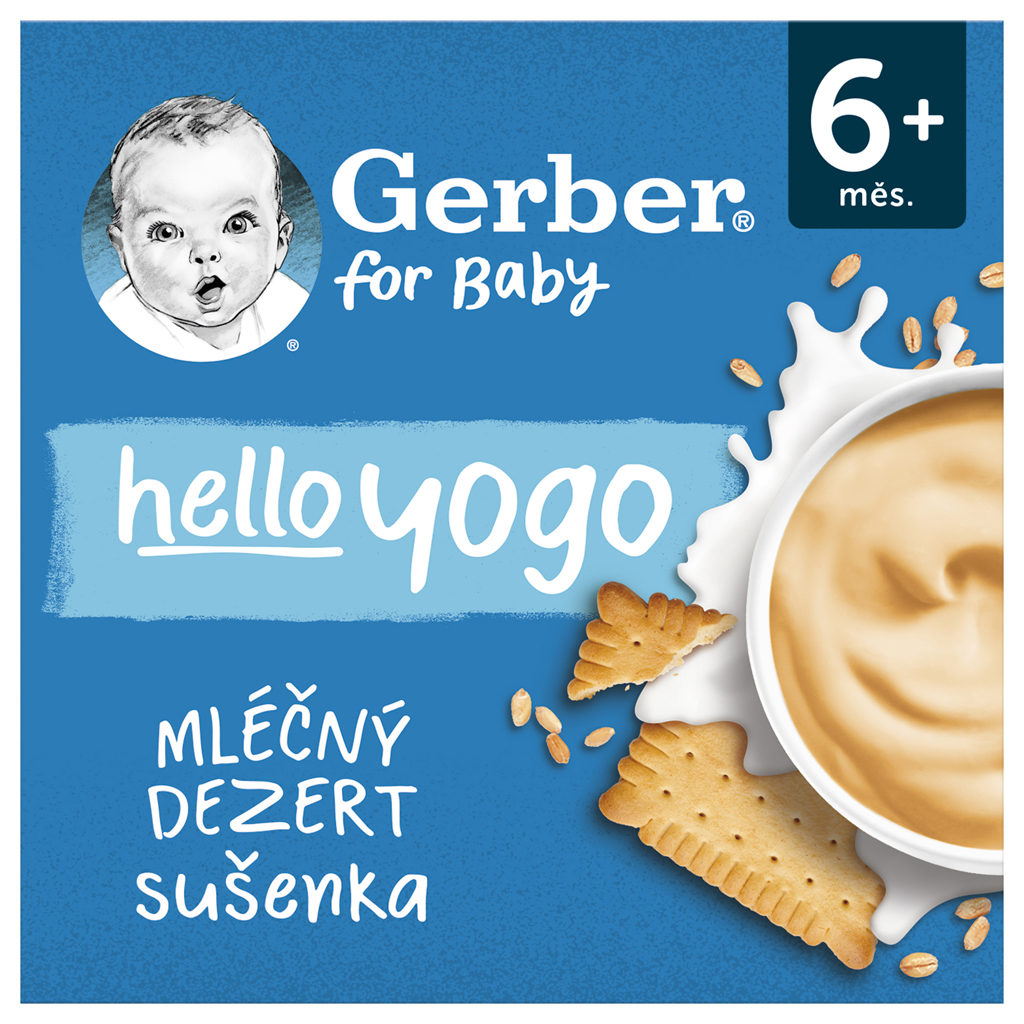 GERBER Dezert mliečny sušienka Hello yogo 4x100 g