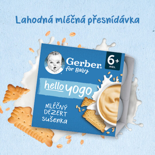 GERBER Dezert mliečny sušienka Hello yogo 4x100 g