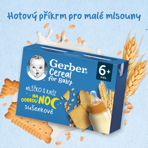 GERBER Mliečko s kašou sušienkové Cereal 2x200 ml