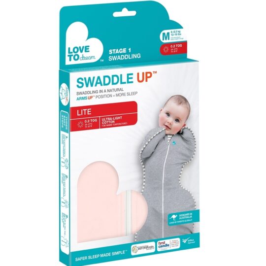 Love To Dream Swaddle UP Lite - Zavinovačka, veľkosť M, light pink,  FÁZA 1, 3-6m, 6-8,5kg