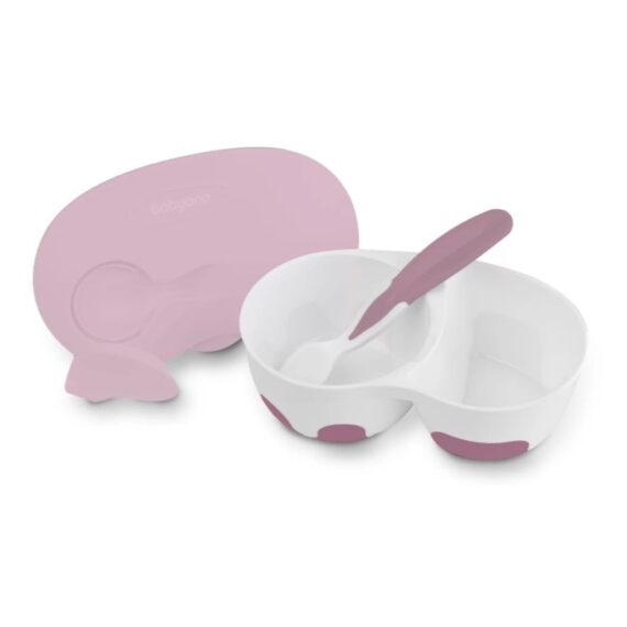 BABYONO Miska 2v1 uzatvárateľná, s lyžičkou 200+150 ml fialová 6m+