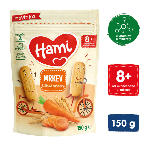 HAMI Sušienky detské mrkva 150g, od uk. 8. mesiaca