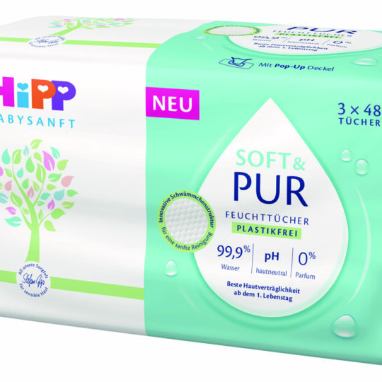 HiPP Babysanft Obrúsky čistiace vlhčené Soft & Pur 3 x 48 ks
